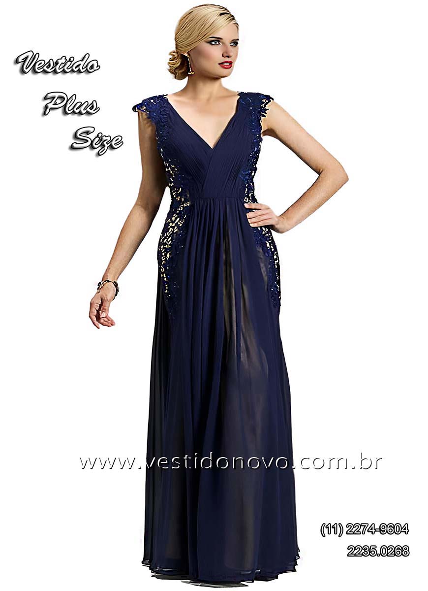 vestido me da noiva, plus size em renda importada, azul marinho, zona sul de So Paulo