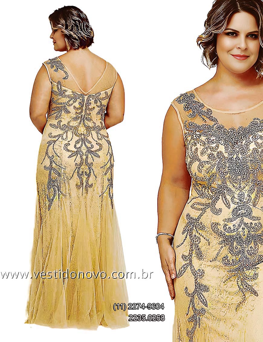 vestido dourado com nude me do noivo plus size, zona sul de So Paulo