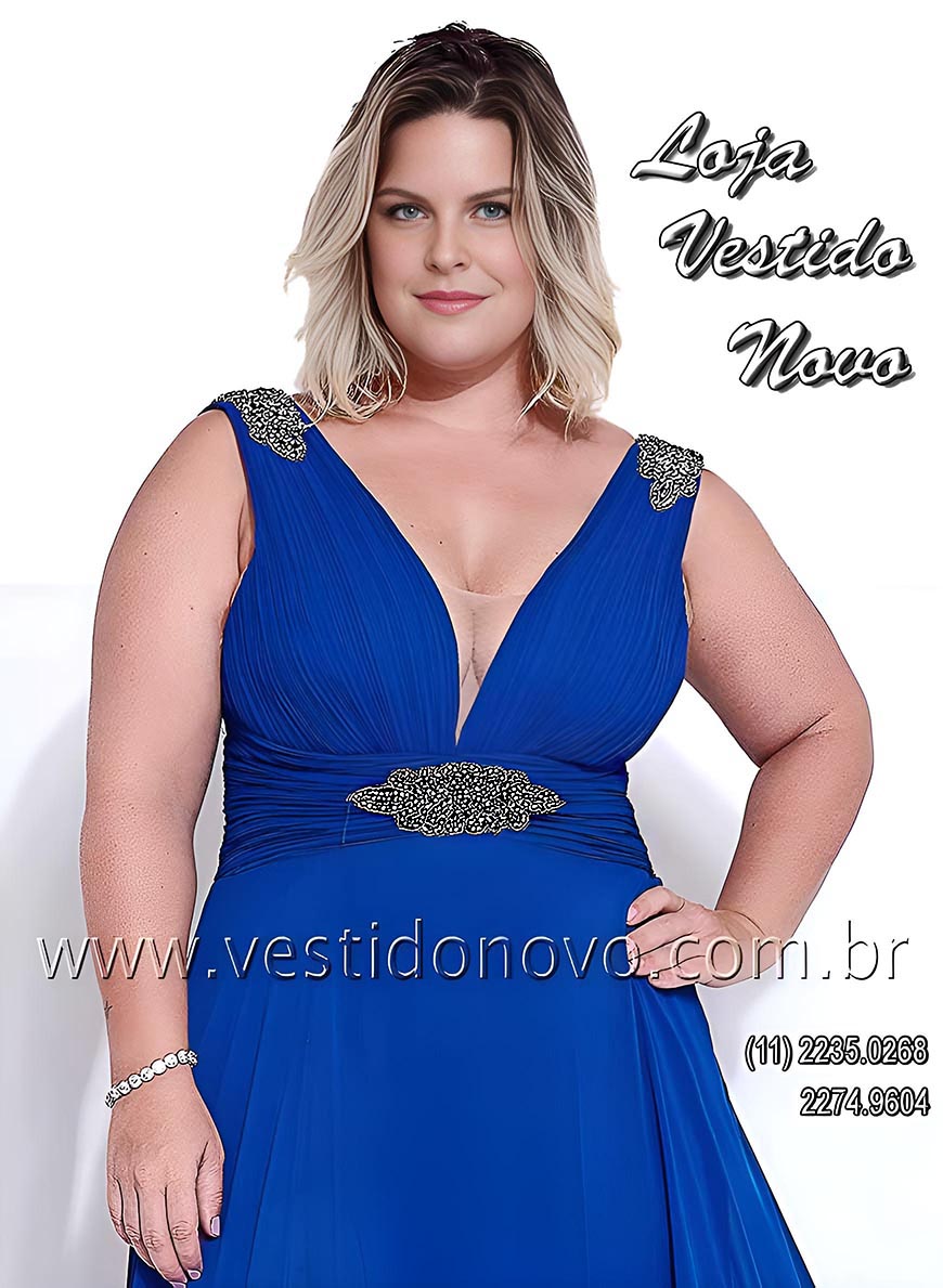 vestido de festa azul royal, me do noivo, plus size, so paulo sp