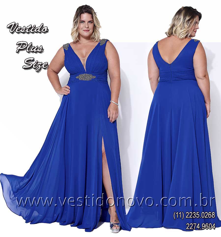 vestido de festa azul royal, me do noivo, plus size, so paulo sp