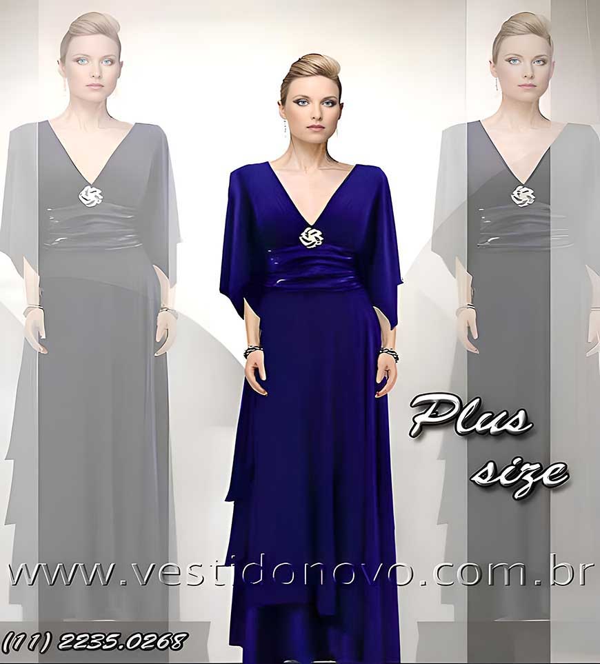 vestido de festa, me do noiva com manga, azul marinho, plus size, So Paulo